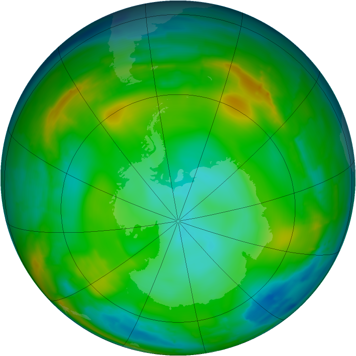 Antarctic ozone map for 01 July 2010